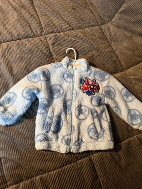 Kids Light Blue Plush Zip-Up Jacket with Badge